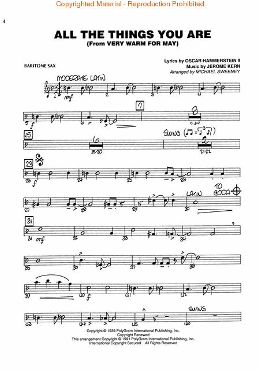 Easy Jazz Favorites – Baritone Sax Jazz Ensemble scores gallery preview page 3