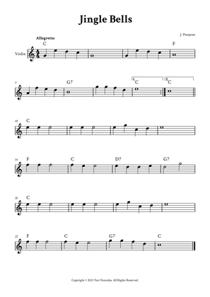 Book cover for Jingle Bells - Violin (C Major with Chords)