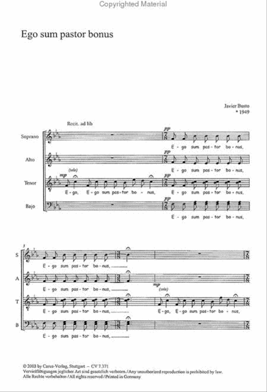 Ego sum pastor bonus 4-Part scores gallery preview page 2