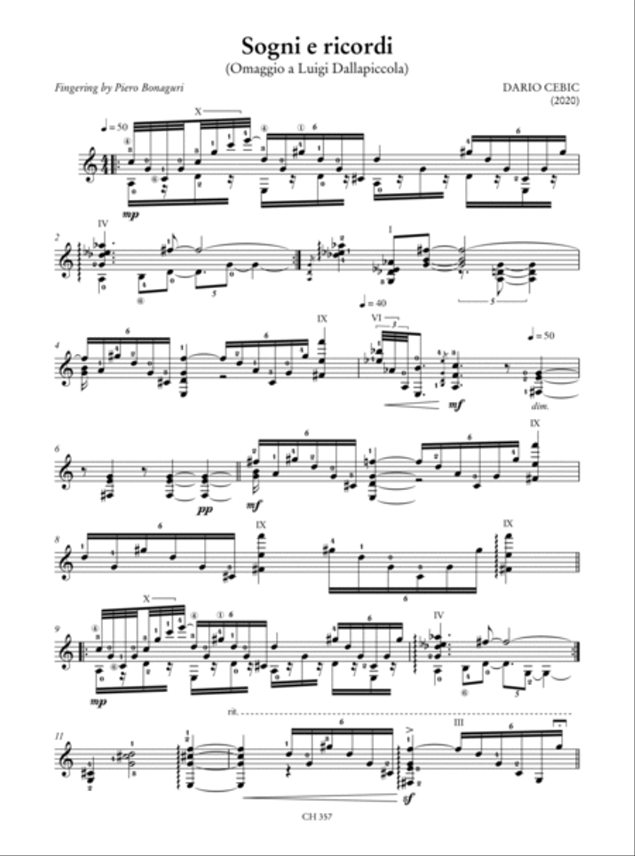 Homage to Luigi Dallapiccola. An Anthology of Contemporary Music for Guitar (Cattaneo, Cebic, Gambelli, Mandonico, Reghezza, Simoni, Spazzoli, Vezzoli). Preface by Mario Ruffini Acoustic Guitar scores gallery preview page 3