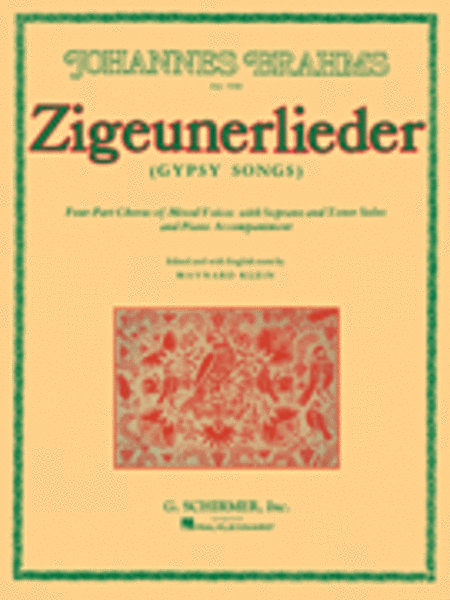 Zigeunerlieder Vocal Score Gypsy Songs With Soprano and Tenor Solos German and English