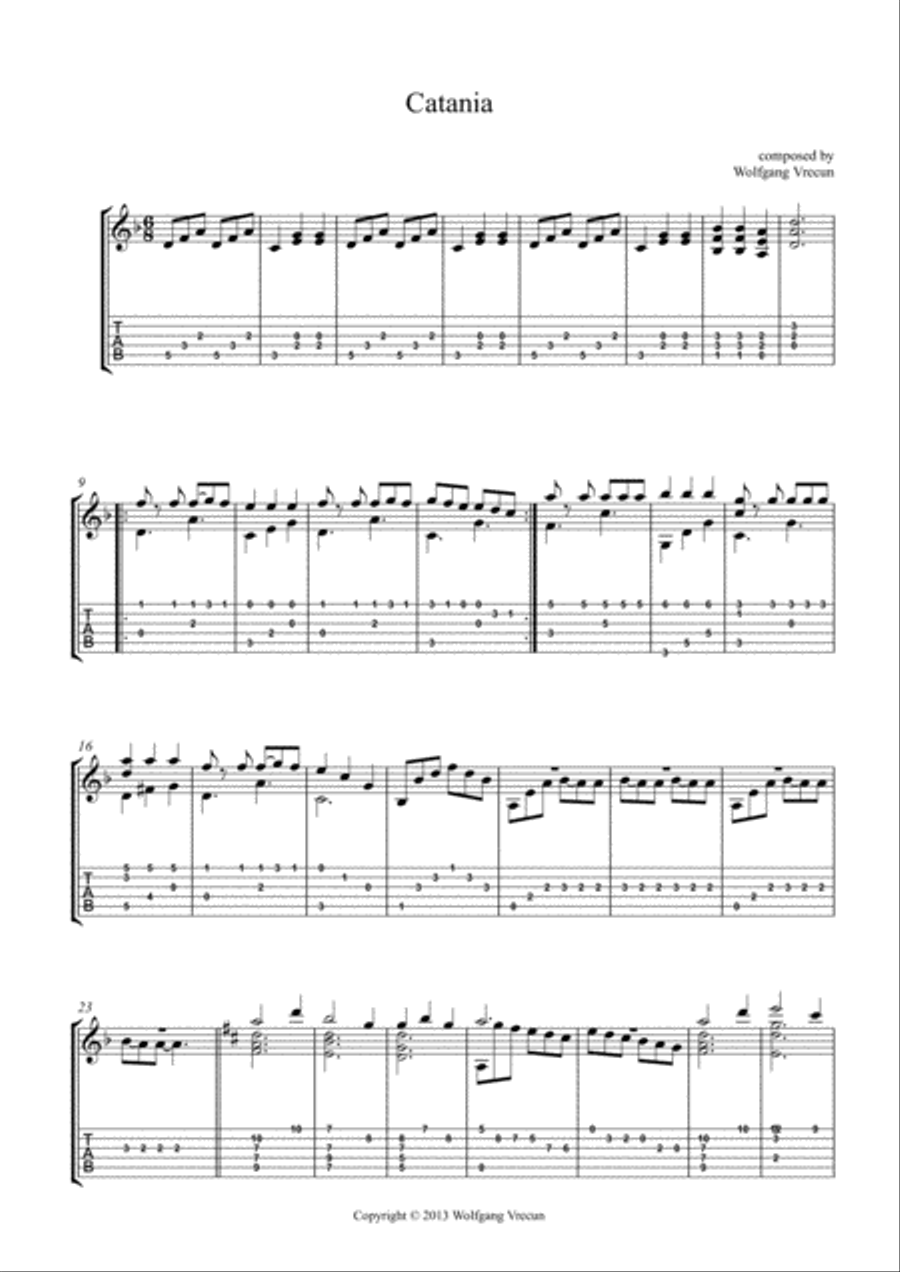 Catania Catania Guitar Tablature scores gallery preview page 2