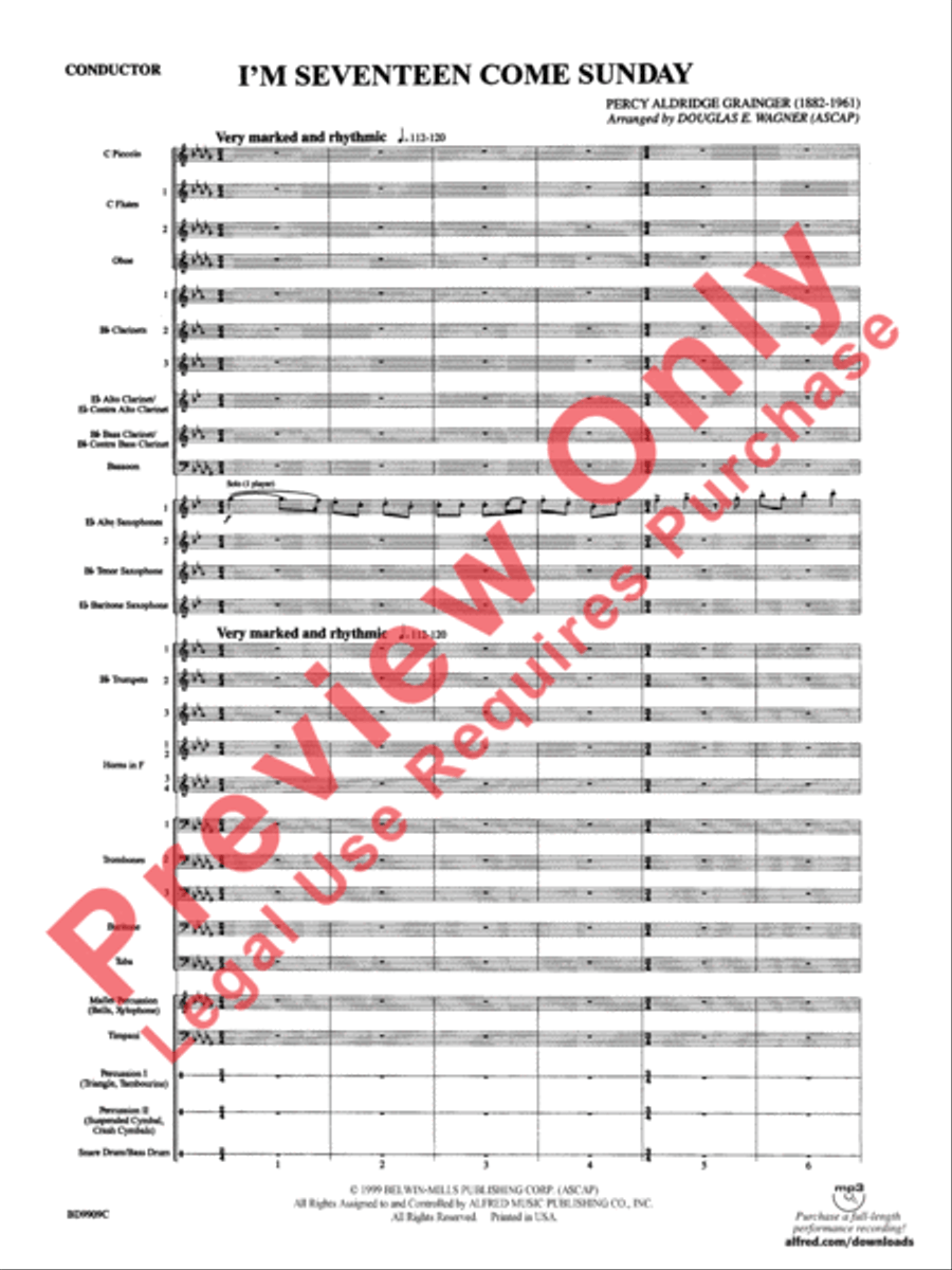 I'm Seventeen Come Sunday Concert Band scores gallery preview page 4