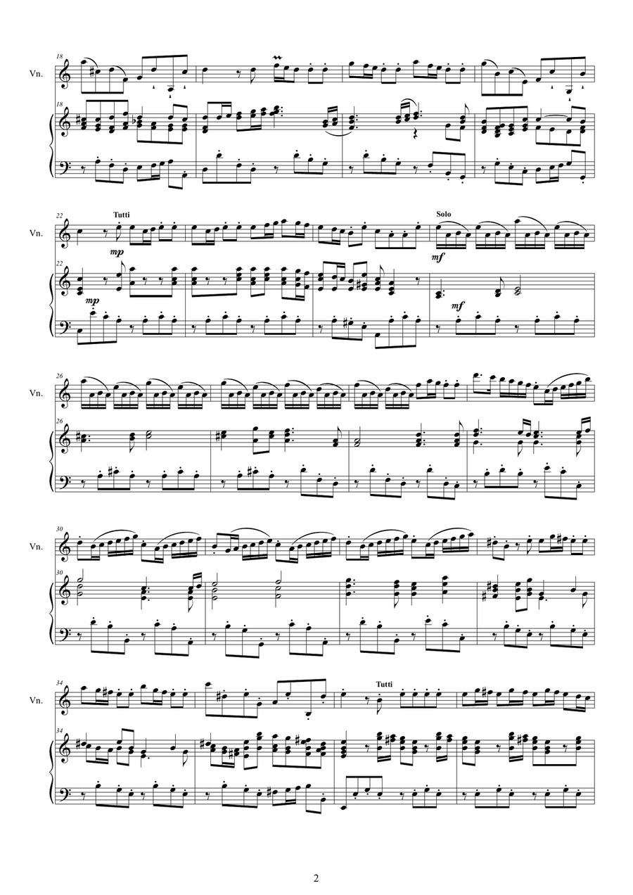 Vivaldi - Violin Concerto No.6 in A minor Rv 356 Op.3 for Violin and Piano Violin Solo scores gallery preview page 2
