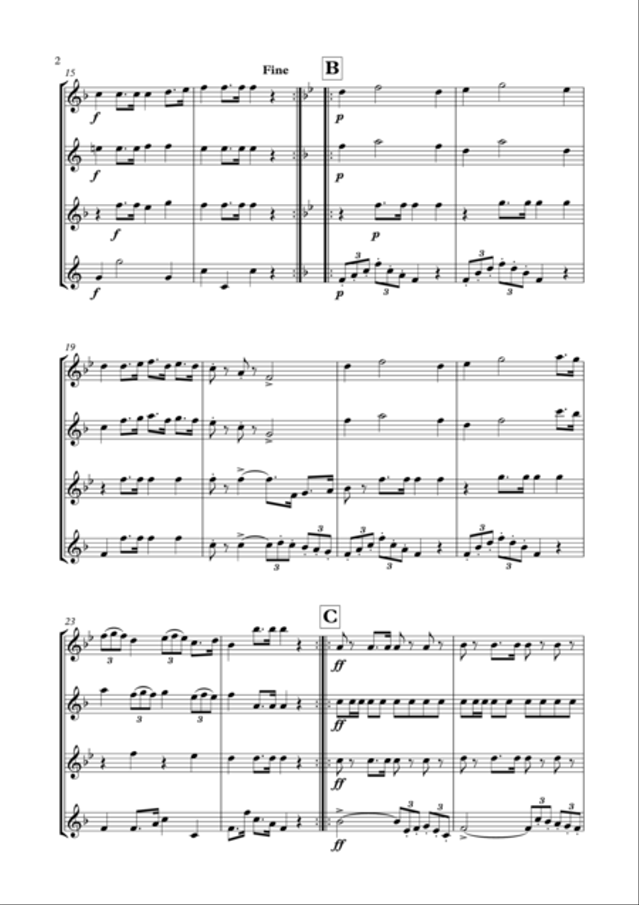 Hykshos March for Saxophone Quartet (SATB) Saxophone Quartet scores gallery preview page 3