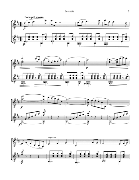 Serenata Rimpianto Op. 6 for easy guitar duo (D Major) image number null