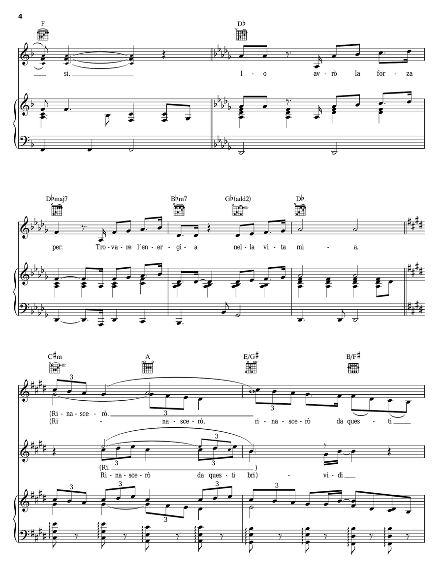 Dentro Un Altro Si Piano, Vocal, Guitar scores gallery preview page 4
