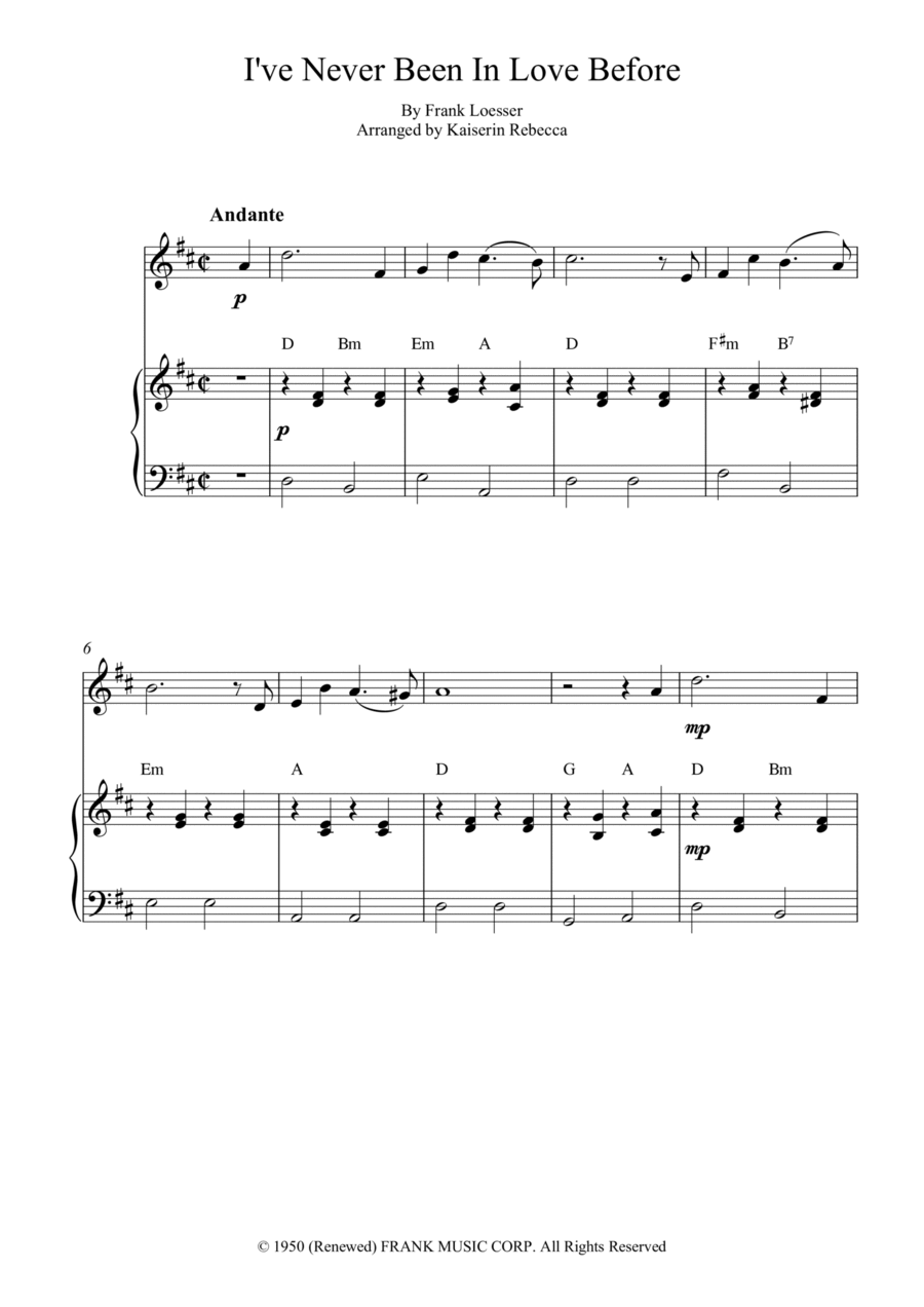 I've Never Been In Love Before Violin Solo scores gallery preview page 1