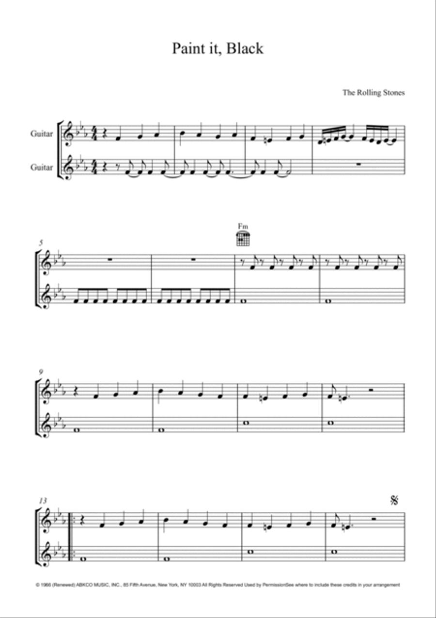 Paint It, Black Acoustic Guitar scores gallery preview page 2