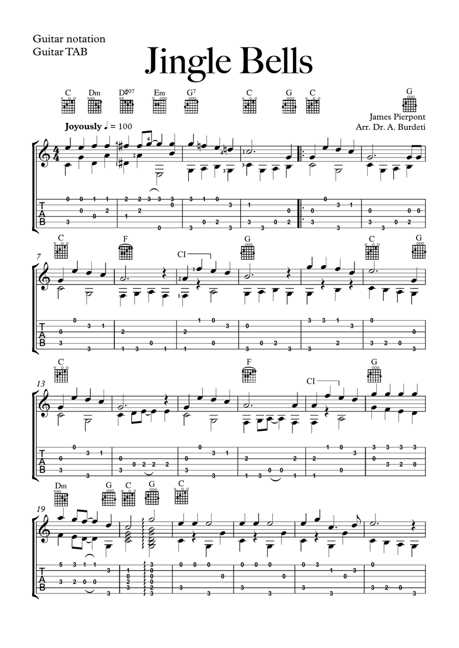 Jingle Bells - Fingerstyle (Solo Guitar) Fingerpicking Guitar scores gallery preview page 2