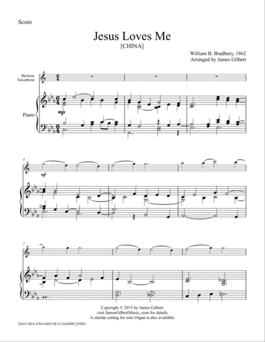 Jesus Loves Me Jesus Loves Me Baritone Saxophone scores gallery preview page 1