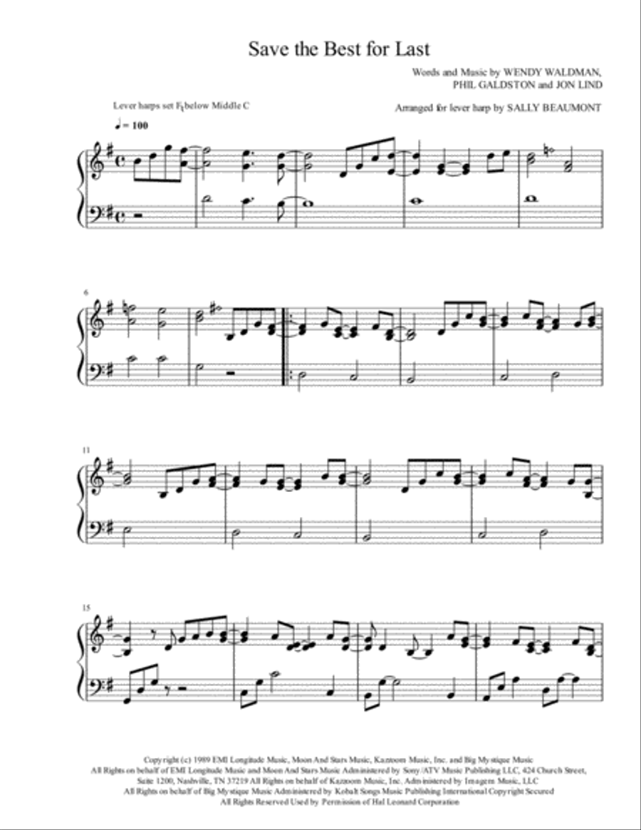 Save The Best For Last Harp scores gallery preview page 1