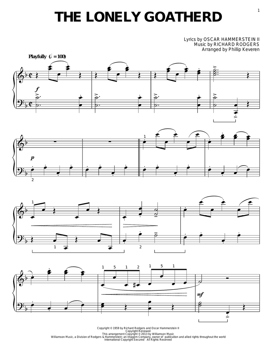 The Lonely Goatherd (from The Sound Of Music) (arr. Phillip Keveren) Piano Solo scores gallery preview page 1