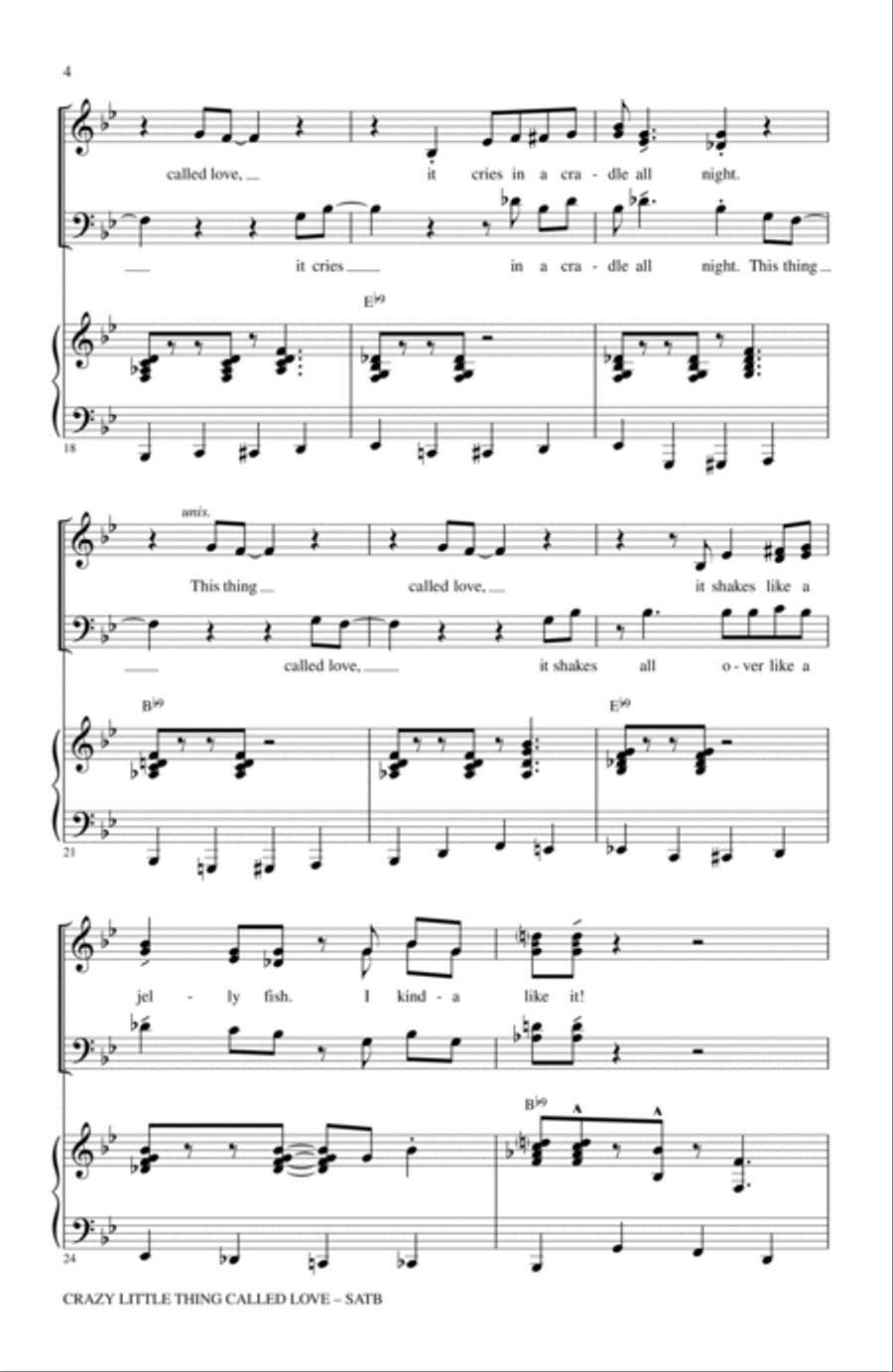 Crazy Little Thing Called Love (arr. Kirby Shaw) 4-Part scores gallery preview page 3