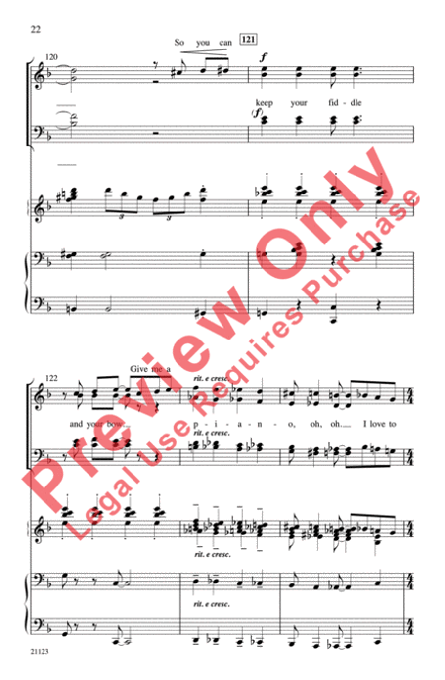 I Love a Piano 4-Part scores gallery preview page 22
