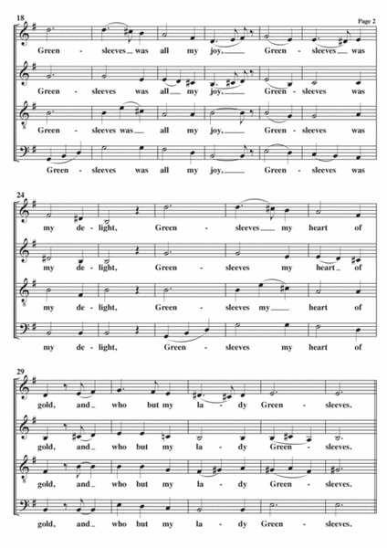 Greensleeves A Cappella SATB image number null