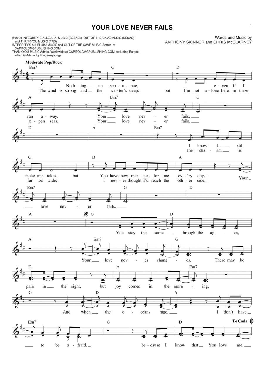 Your Love Never Fails Flute scores gallery preview page 1