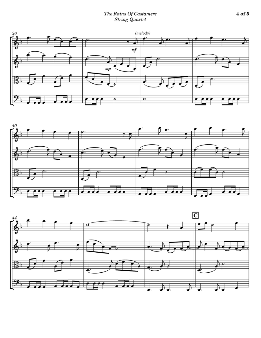 The Rains Of Castamere String Quartet scores gallery preview page 4