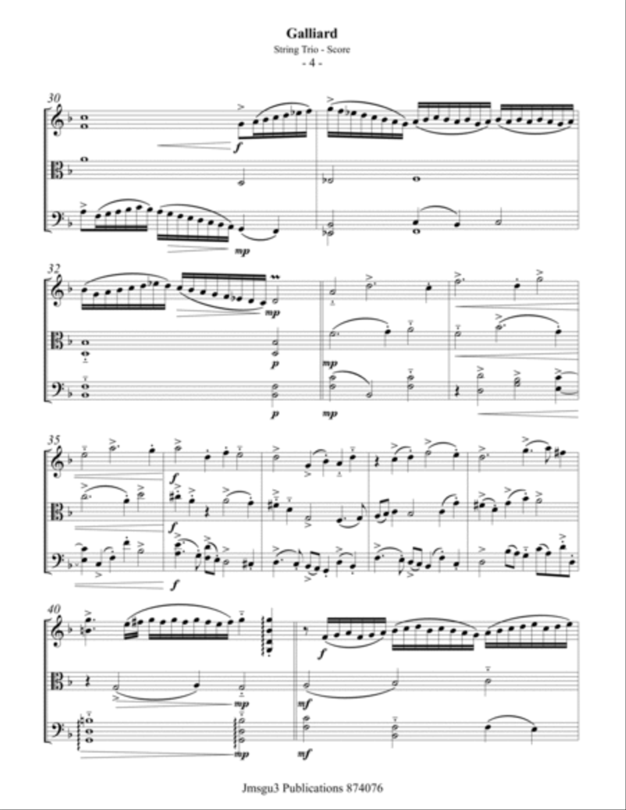 Bull: Galliard for String Trio String Trio scores gallery preview page 4