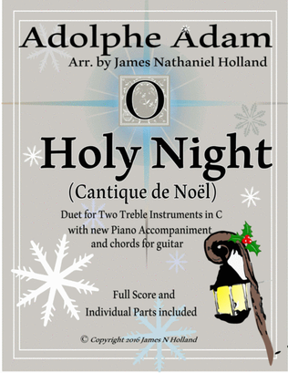 Book cover for O Holy Night (Cantique de Noel) Adolphe Adam Duet for Treble Instruments in C