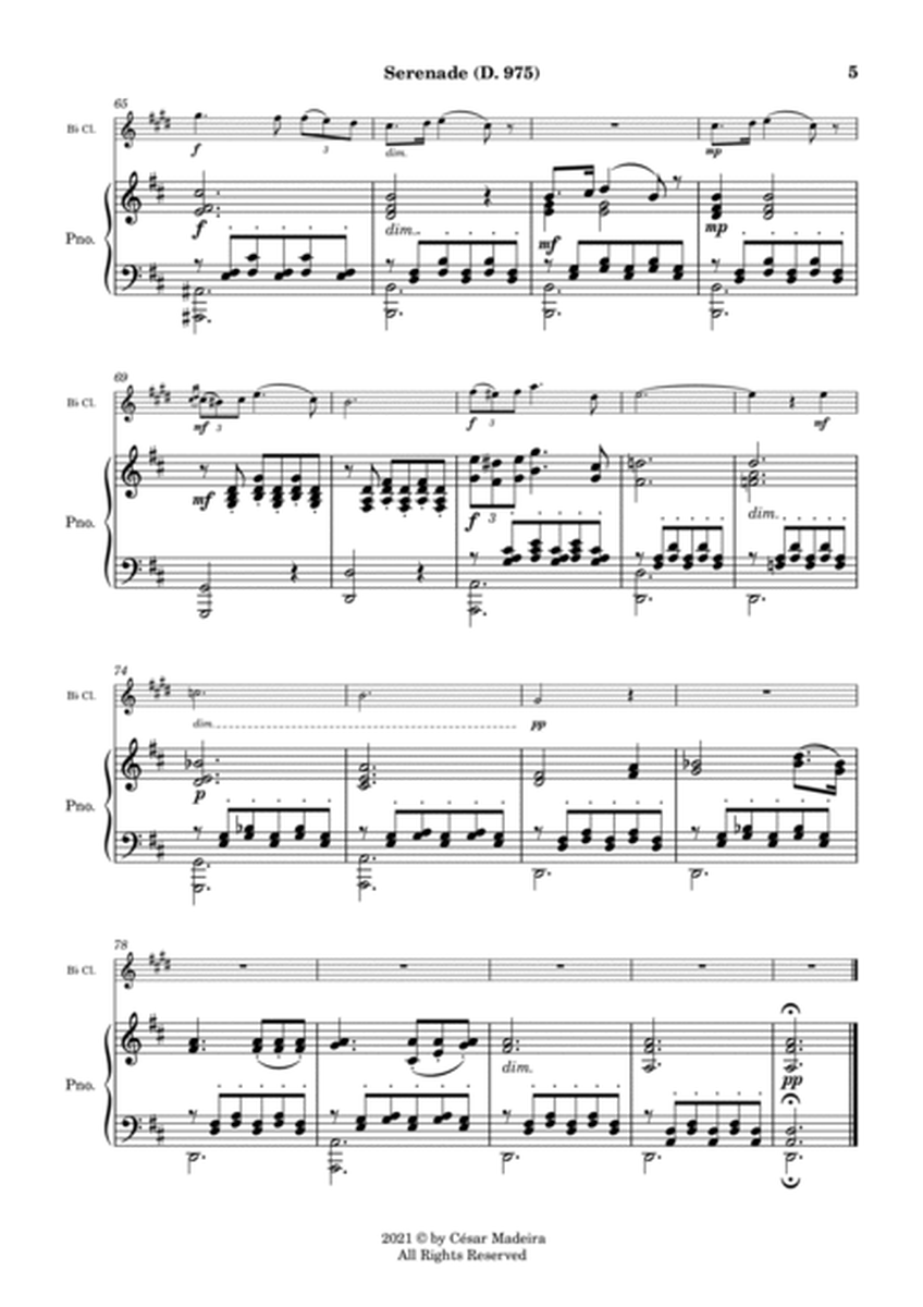 Serenade (D.975) by Schubert - Bb Clarinet and Piano (Full Score and Parts) image number null