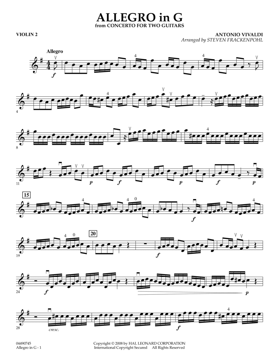 Allegro in G - Violin 2