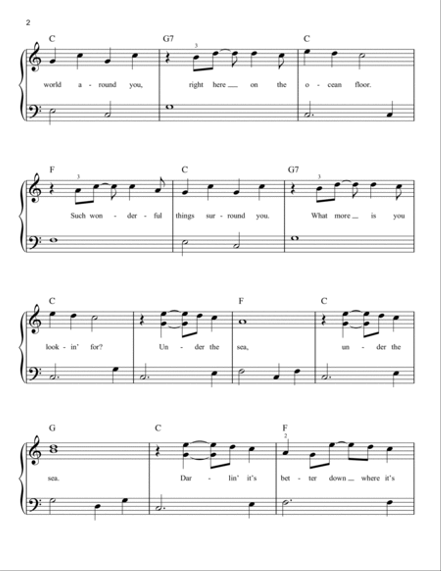 Under The Sea (from The Little Mermaid) Easy Piano scores gallery preview page 2
