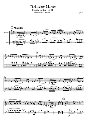 "Turkish March K.331" Violin & Cello / non accompaniment