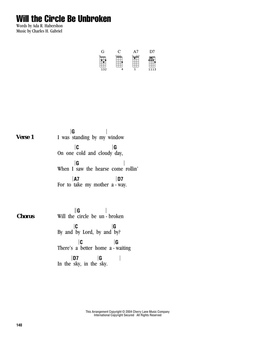 Will The Circle Be Unbroken by Charles H. Gabriel Ukulele - Digital Sheet Music