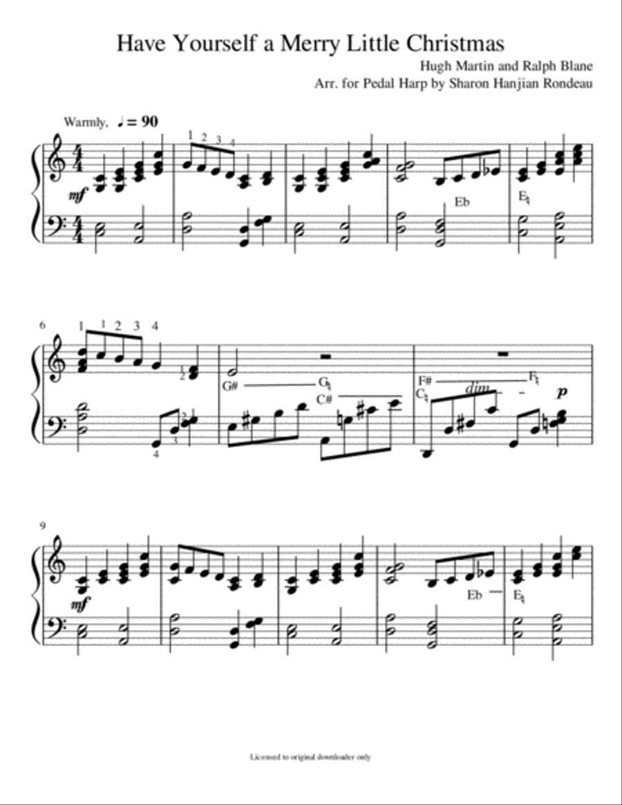 Have Yourself A Merry Little Christmas from MEET ME IN ST. LOUIS Harp scores gallery preview page 1