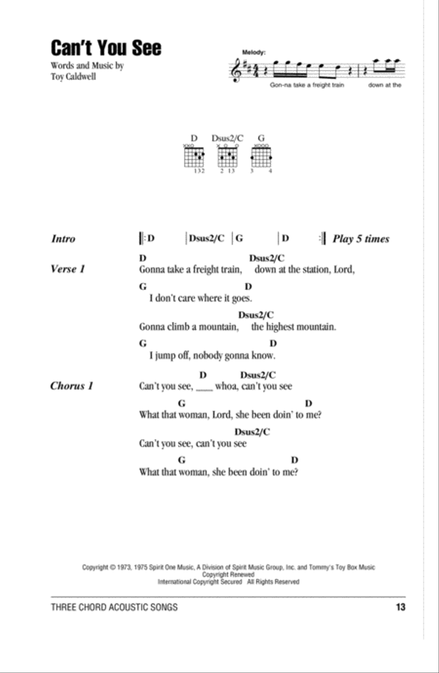 Can't You See Acoustic Guitar scores gallery preview page 1