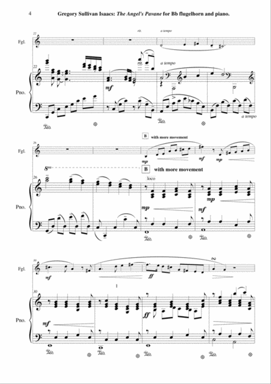 Gregory Sullivan Isaacs: The Angel's Pavanne for Bb flugelhorn (bugle) and piano Flugelhorn scores gallery preview page 4