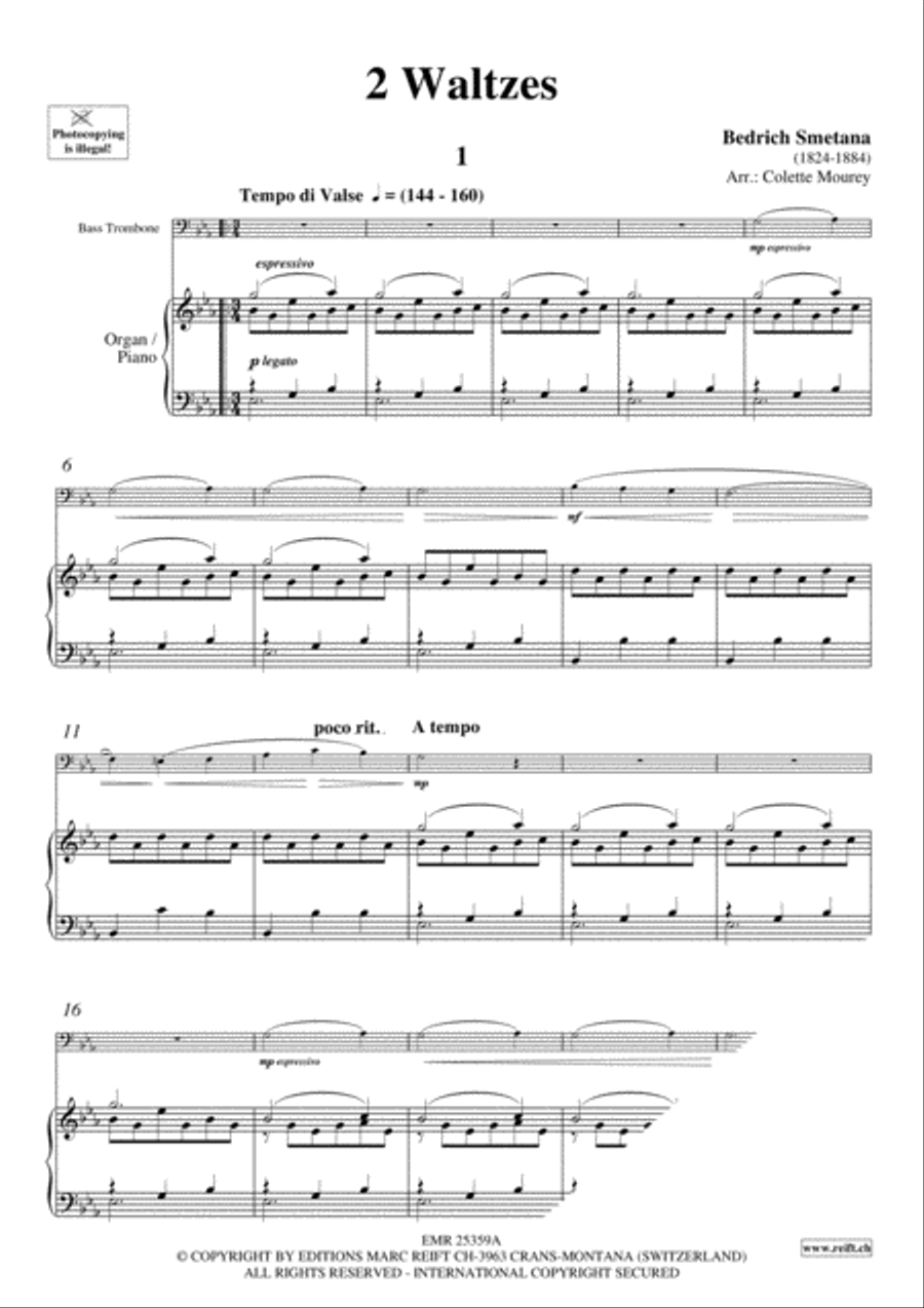2 Waltzes Trombone scores gallery preview page 3