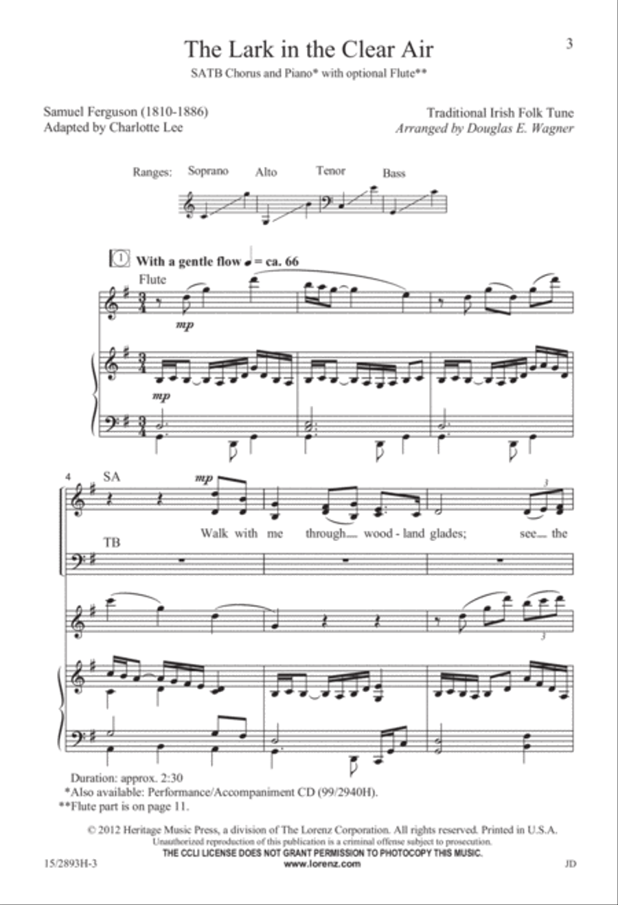 The Lark in the Clear Air 4-Part scores gallery preview page 3
