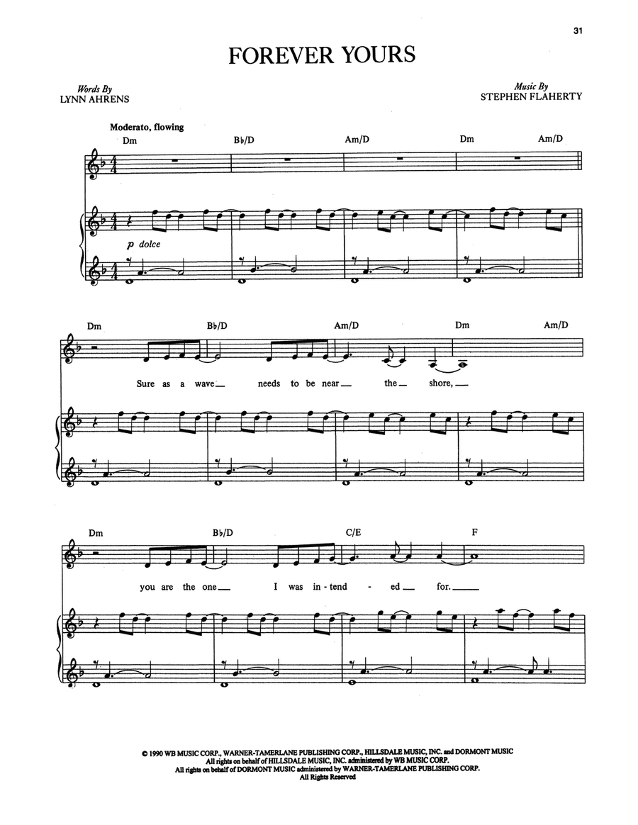 Forever Yours (from Once on This Island) Piano, Vocal scores gallery preview page 1