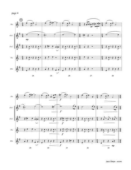 JAZZ STEPS for Sax Quintet (Score and parts) image number null