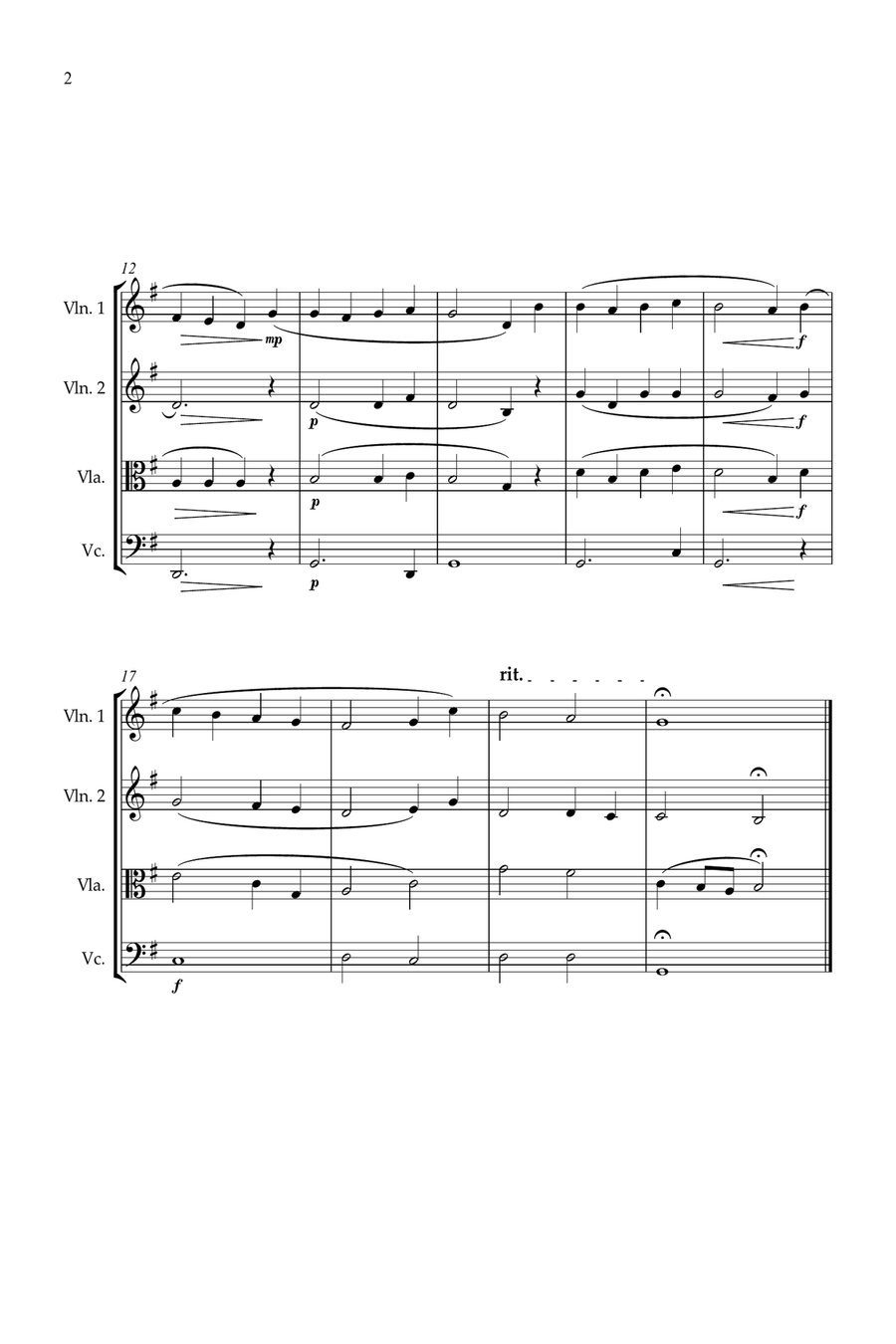 O Come, All Ye Faithful for String quartet String Quartet scores gallery preview page 2