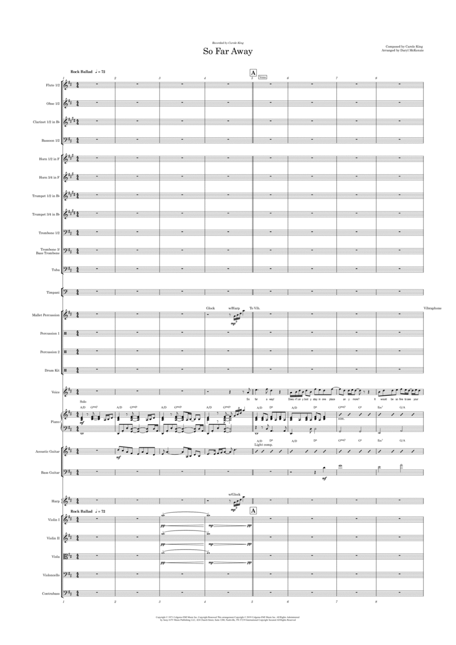 So Far Away Full Orchestra scores gallery preview page 1