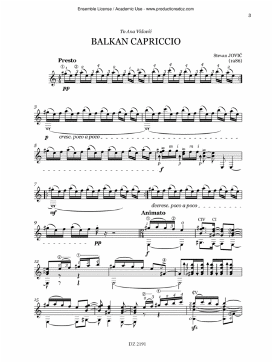 Balkan Capriccio Classical Guitar scores gallery preview page 3