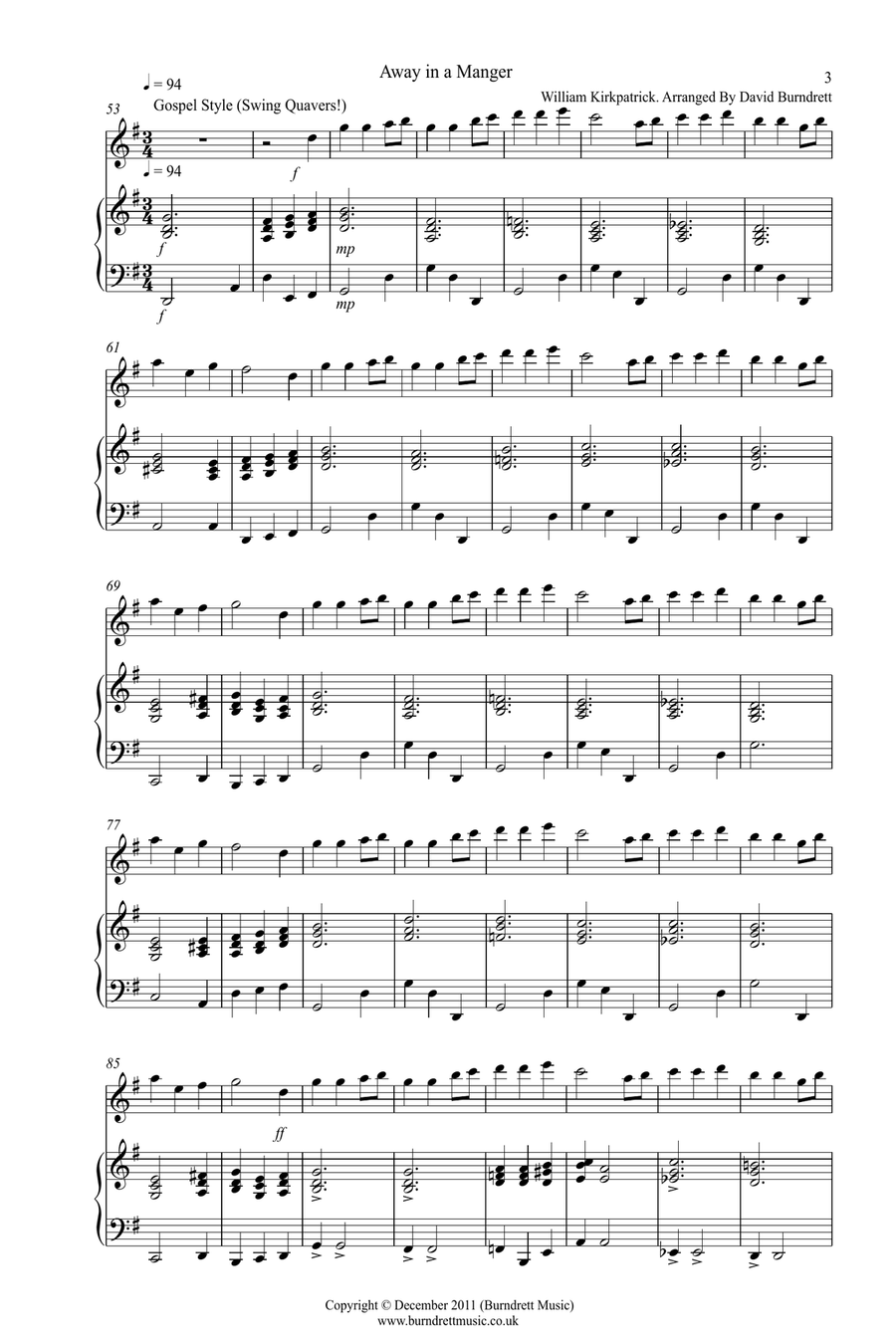 3 Jazzy Christmas Pieces for Flute and Piano Woodwind Duet scores gallery preview page 3