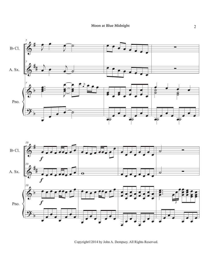 Moon at Blue Midnight (Trio for Clarinet, Alto Sax and Piano) Small Ensemble scores gallery preview page 6