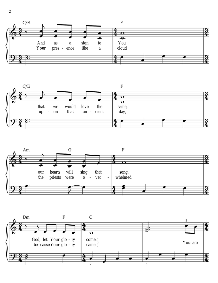 Lord, Let Your Glory Fall Easy Piano scores gallery preview page 2