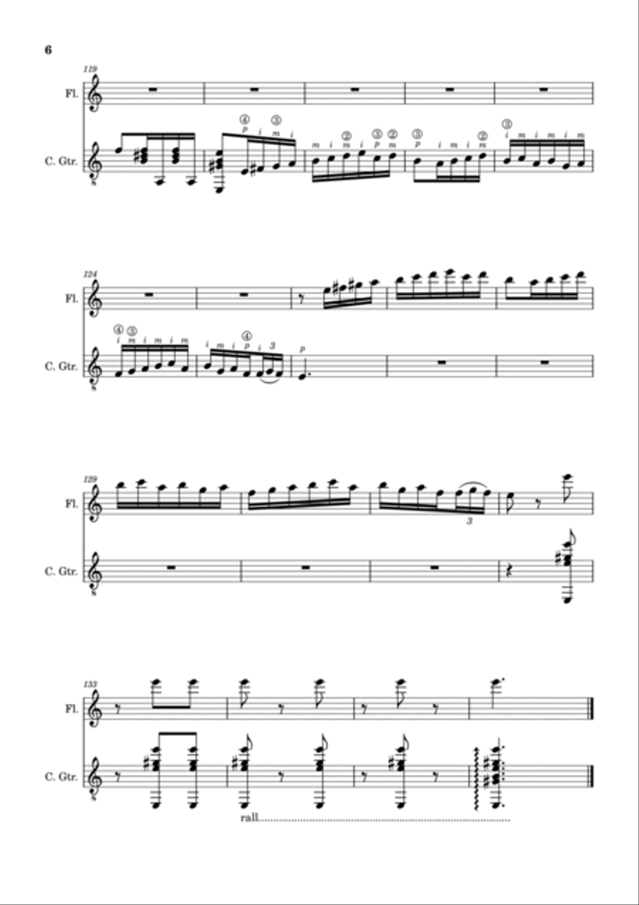 Spanish Popular Song - El Vito. Arrangement for Flute and Classical Guitar Flute scores gallery preview page 6