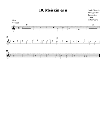 Meiskin es u (arrangement for 4 recorders)