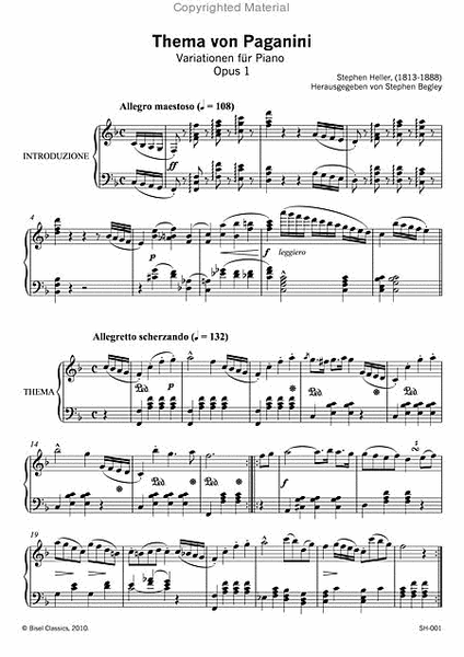 Thema von Paganini, Variationen fur Piano, Op. 1
