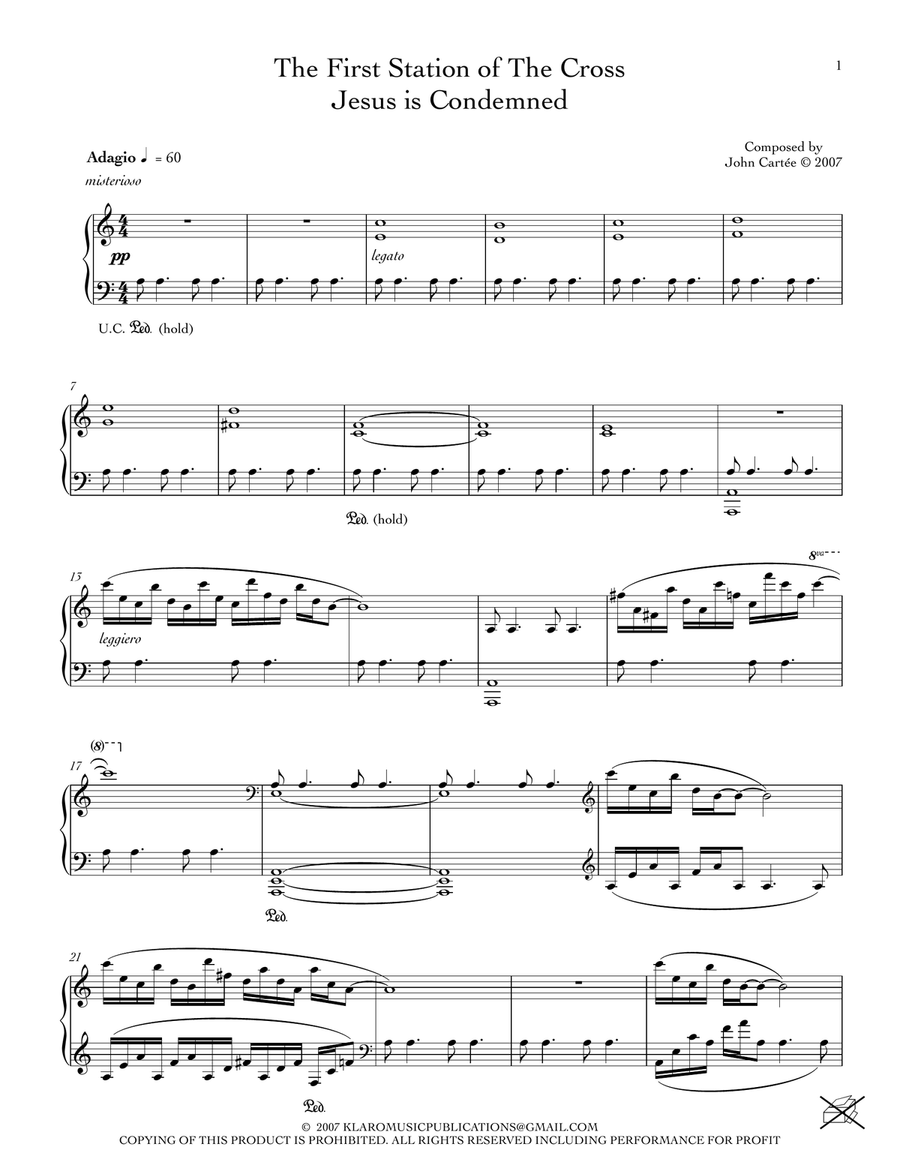 THE FIRST STATION OF THE CROSS - JESUS IS CONDEMNED Piano Solo scores gallery preview page 1