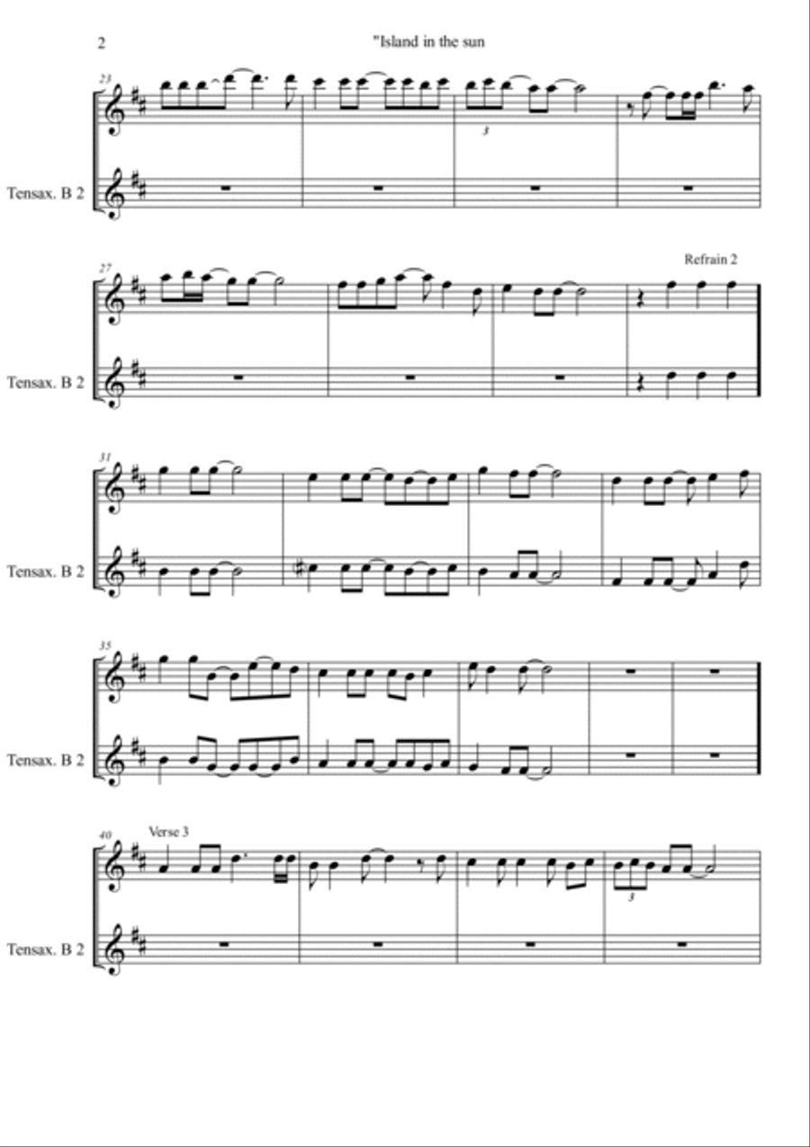 Island In The Sun Island In The Sun Tenor Saxophone scores gallery preview page 2