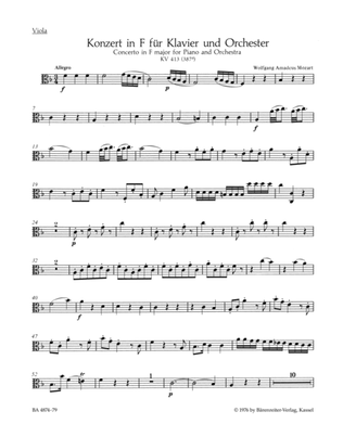 Concerto for Piano and Orchestra No. 11 F major KV 413(387a)