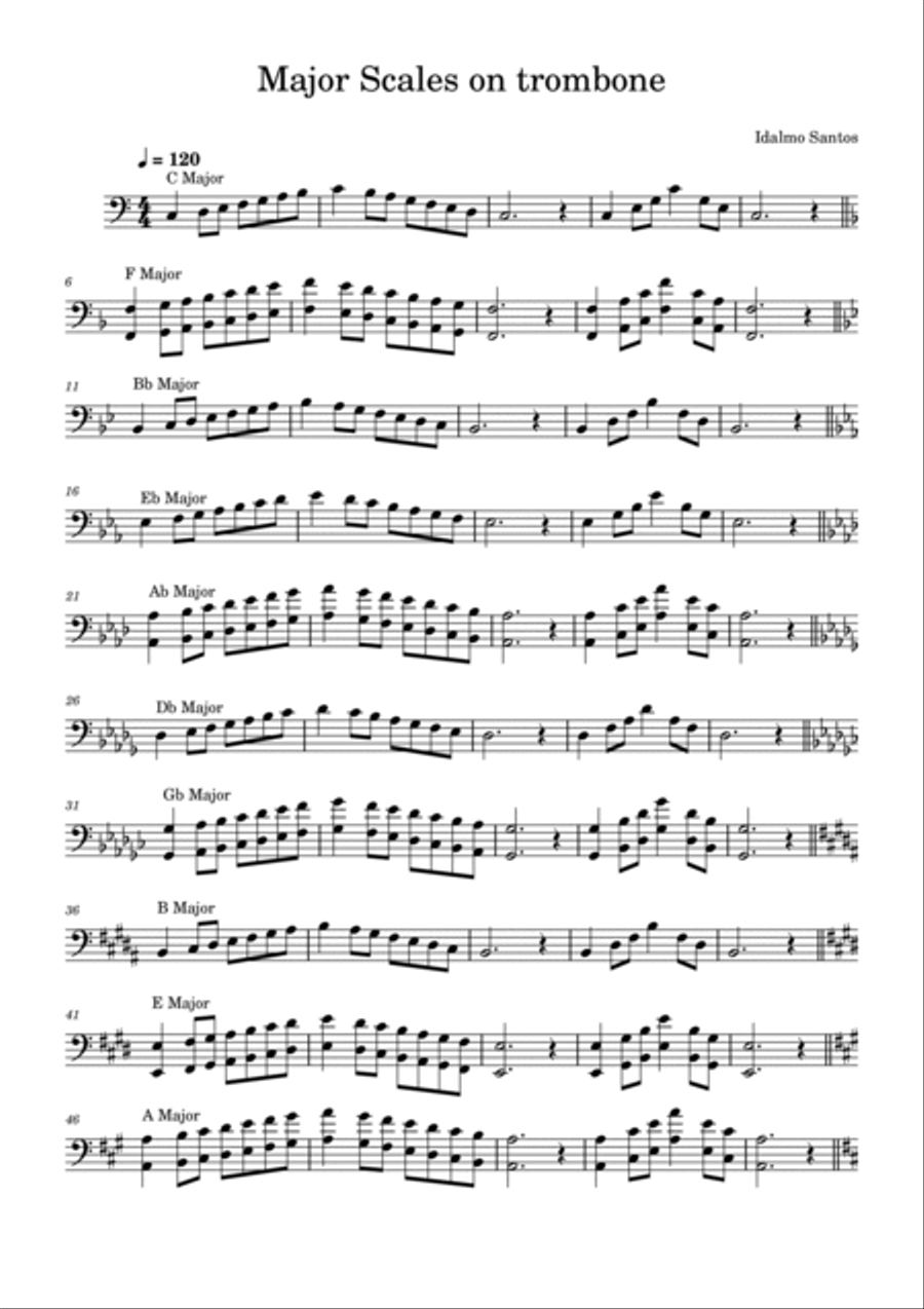 Major Scales on Trombone Trombone Solo scores gallery preview page 2