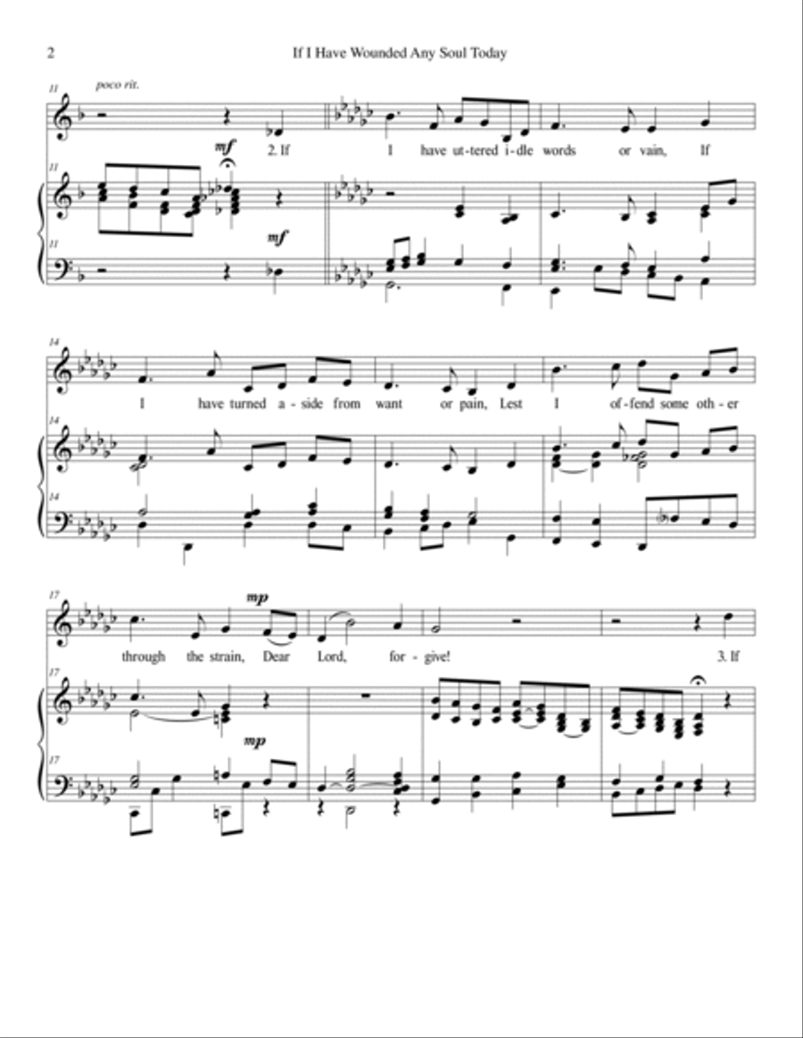 If I Have Wounded Any Soul Today, An Evening Prayer (low voice edition) Low Voice scores gallery preview page 2